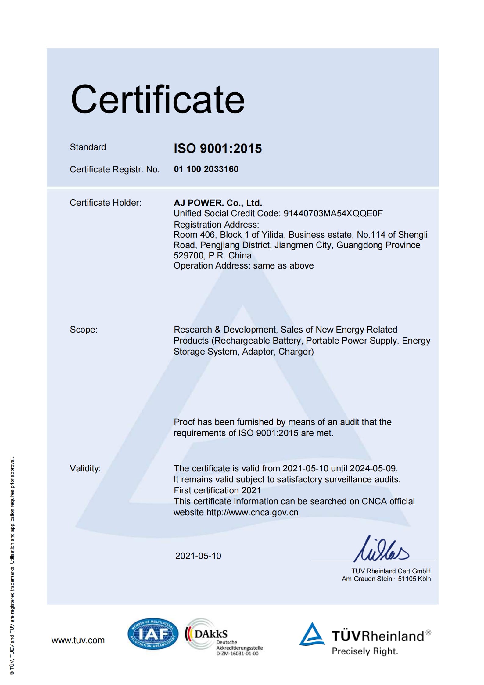 ISO 9001-Qualitätsmanagement-Zertifizierung